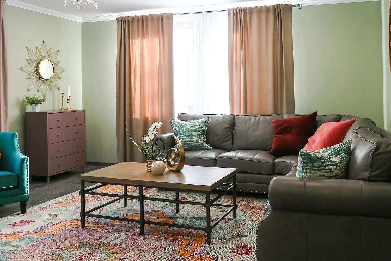 The living room in one of the family homes